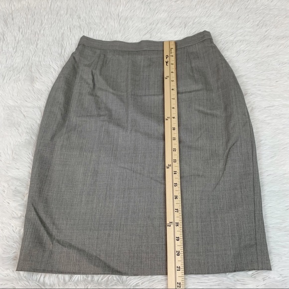 Escada wool blend straight pencil skirt knee length in gray high waisted slit - Picture 5 of 13
